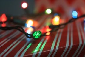 Christmas garland on the table