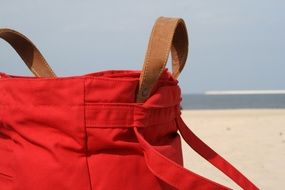 red beach bag