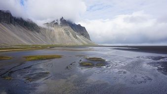 high cliffs on the beach in Iceland