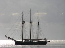 sailing ship in the mediterranean sea in Sardinia