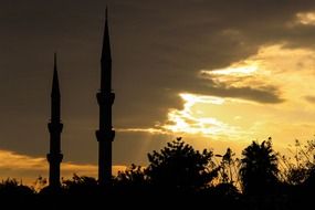 towers of the Blue Mosque in Istanbul