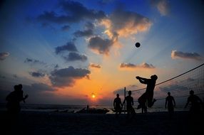 volleyball game sunset