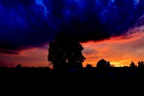 storm clouds in sunset sky