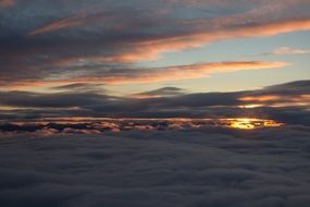 midnight sun behind the clouds