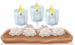 candles and white flowers drawing