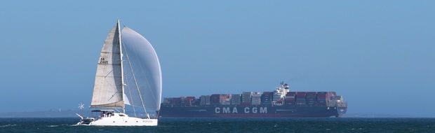 landscape of sailing boat on ocean