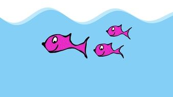 pink fish in water as a graphic image