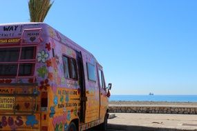 colorful hippie mini bus