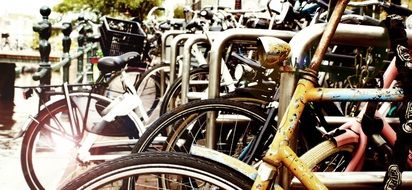 travel amsterdam bikes on the street