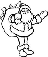 black and white drawing of Santa Claus