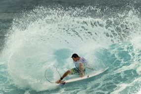 surfer on surfboard in surfing wave