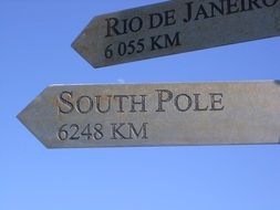 direction pole with South Pole pointing