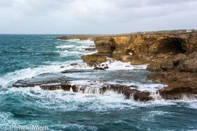 rocky sea coast with waves idyllic landscape