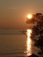 golden sunset reflected in water