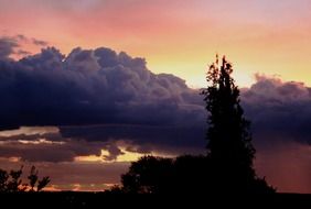 scenic purple clouds at sunset sky