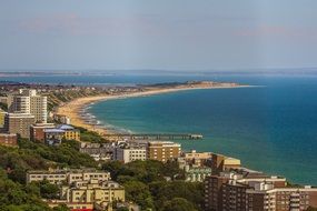 Panoramic view of the coastline at Bournemouth