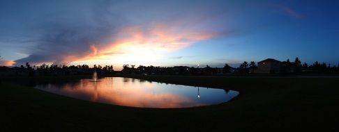 sunset panorama on the lake