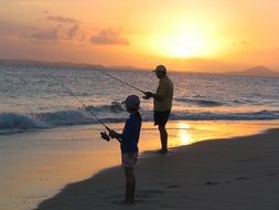 fishermen on the beach on the great island of Keppel