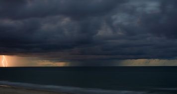 black storm clouds over the ocean