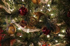 christmas tree decorations on tree