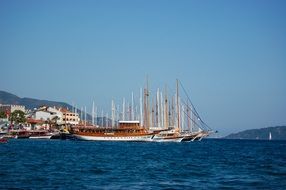 sailing ships in the port at sea