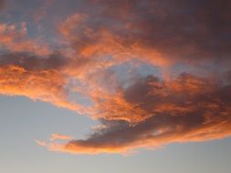 orange clouds in the glow of sunset