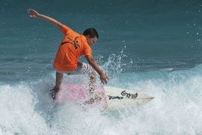 surfer playing with waves