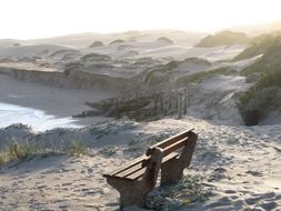 landscape of the sandy beach bench