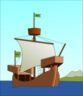 clipart of painted sailing ship