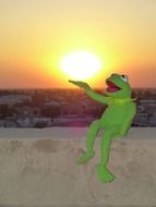 green frog with fireball