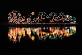 christmas lights over water