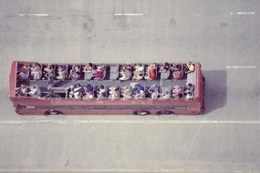 double decker tourist bus in London top view