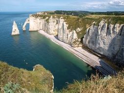 white cliffs on the coast in Normandy