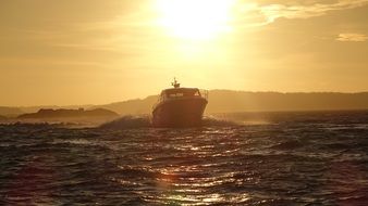 Sunset on the yacht