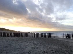 beach in Domburg at colorful dusk, Netherlands