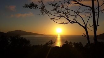 golden sun at sunrise over the ocean in Australia