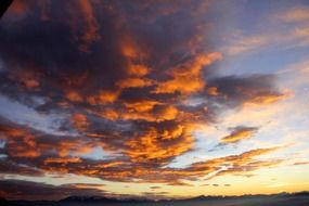 Sunset in the clouds in winter