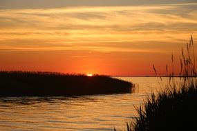 Orange sunset on the Baltic Sea