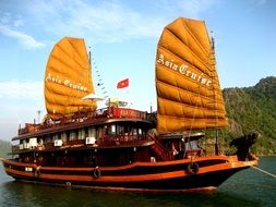 Vietnamese ship in Halong bay