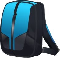 Turquoise and black backpack bag drawing