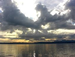 clouds in the evening sky over the lake