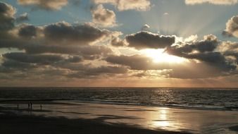 glow of sunset over the waters of the north sea