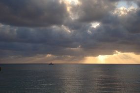 yacht in the sea view from the island of Cozumel