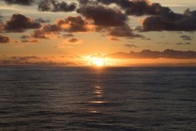sunset on the horizon over the ocean