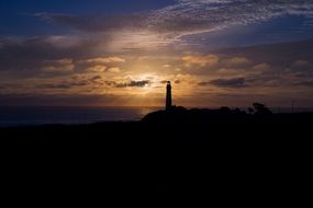 lighthouse on seaside at sunset