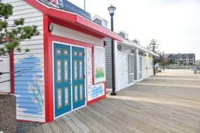 Colorful wooden houses on the pier