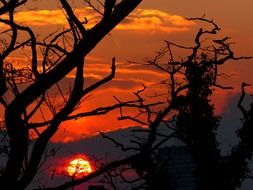 bright sun at sunset