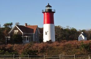 lighthouse on the shores of the ocean in Cape Cod, usa, Massachusetts