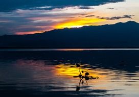 sunset clouds on the lake