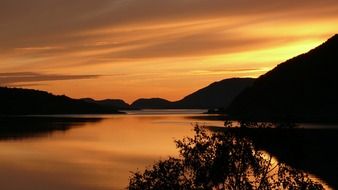 sunset over the Norwegian fjords